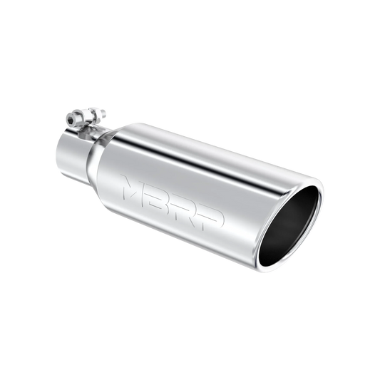 MBRP T5150 Exhaust Tip - 4" OD; Angled Rolled End; 2.5" inlet; 12" length | T304 Stainless