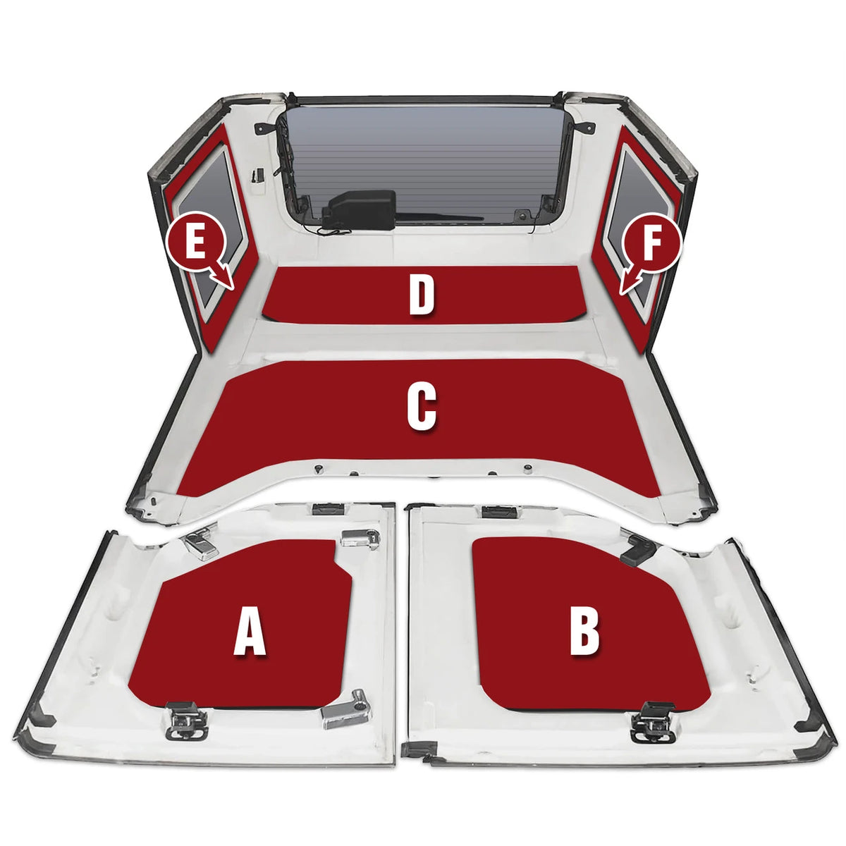DEI for 2011-2018 Jeep Wrangler JK 4-Door Boom Mat Headliner - 4 Piece - White